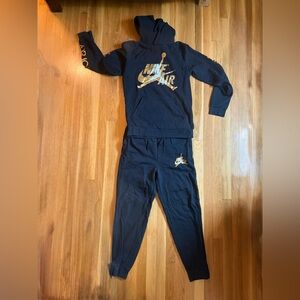 Air Jordan Classic Jump Black Hoodie and Sweatpants with Gold Accents